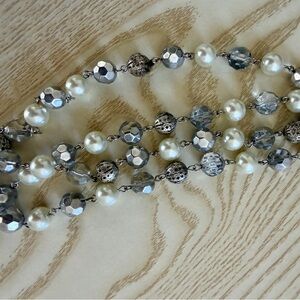 Elegant Silver and White Beaded Necklace